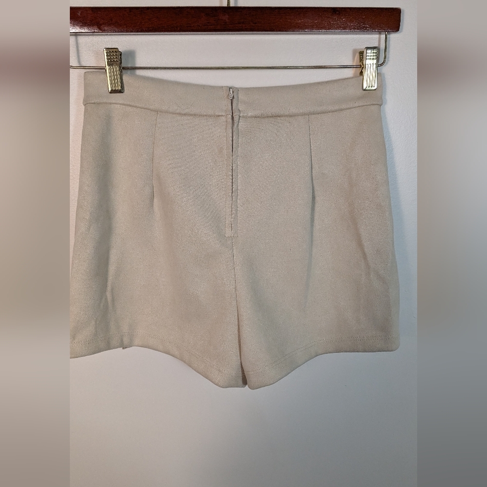 Altar'd State Faux Suede Beige Creme Mini Skort - Picture 4 of 7